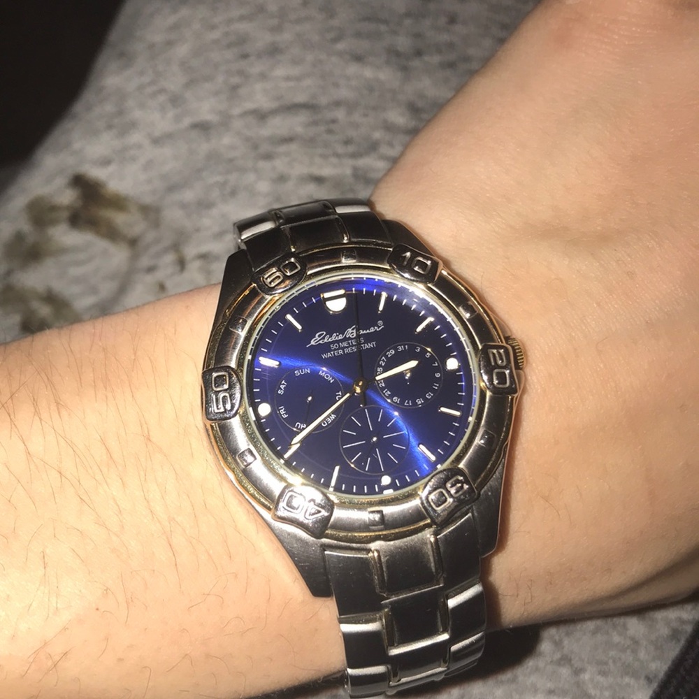Eddie Bauer mens stainless steelwatch modern metal